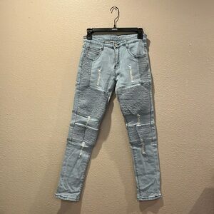 Light blue, skinny, distressed jeans for kids around 11-13.